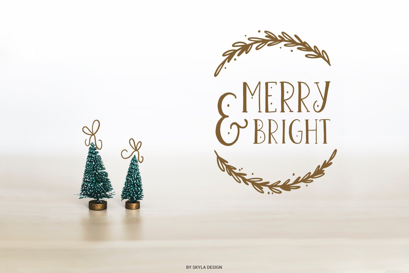 圣诞节主题英文无衬线字体&剪贴画素材 Joyeux Christmas font & clipart插图(6)