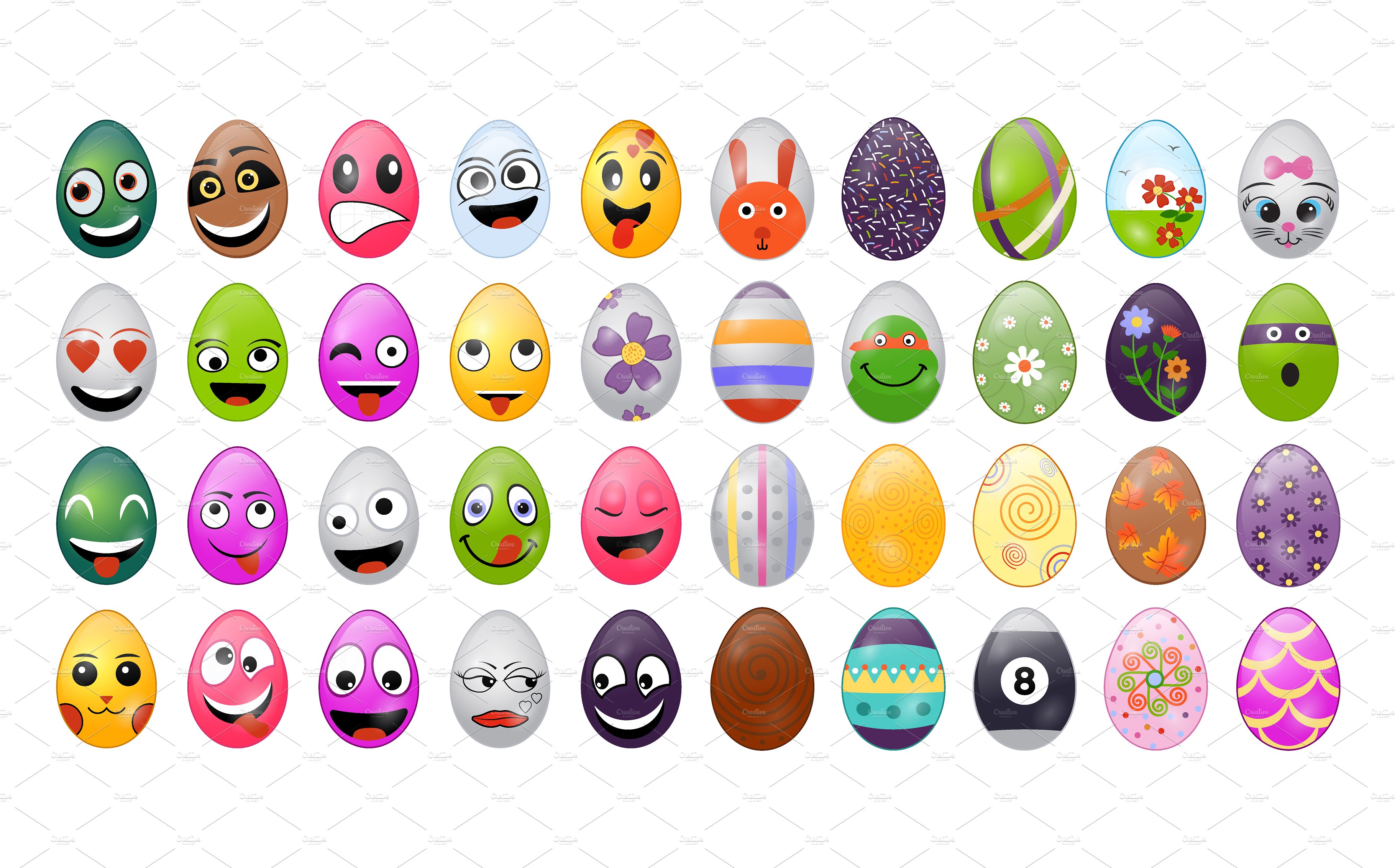95个复活节矢量彩蛋图标 95 Easter Egg Vector Icons插图(1)