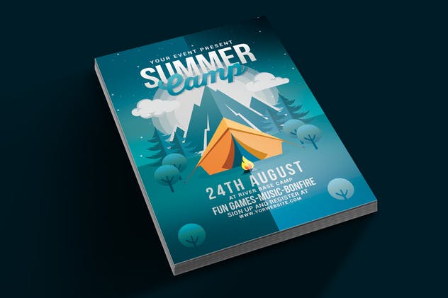 夏令营活动传单模板 Summer Camp Flyer插图(1)
