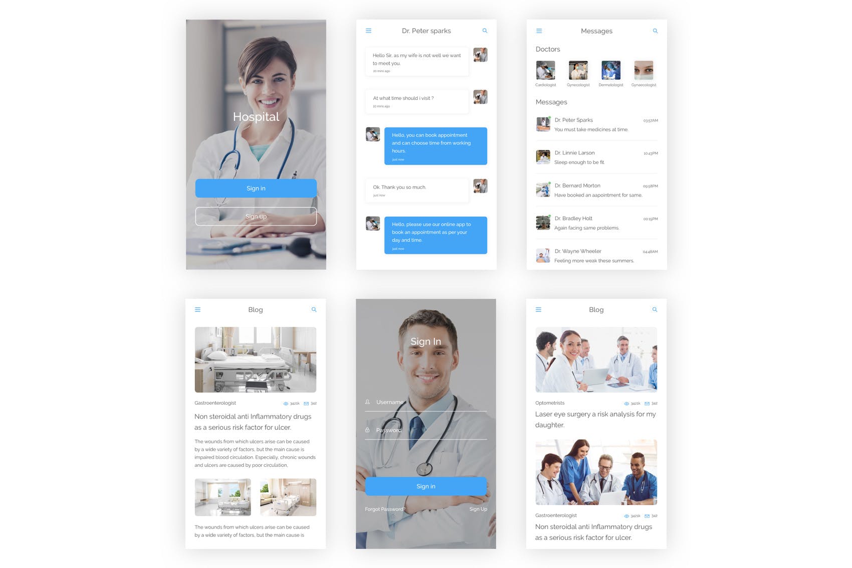 医院/健康/医疗APP应用程序UI设计套件PSD模板 Hospital – Health & Medical Mobile App (Photoshop)插图(8)