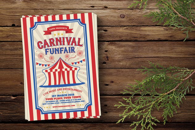 复古嘉年华和游乐场活动海报制作模板 Retro Carnival and Funfair插图(2)