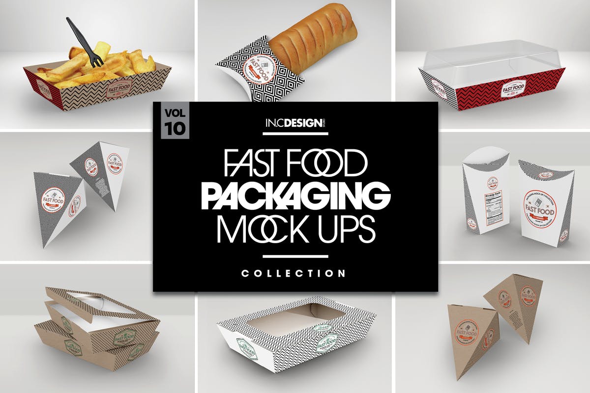 快餐熟食外卖外带食品包装样机v10 Fast Food Boxes Vol.10: Take Out Packaging Mockups插图
