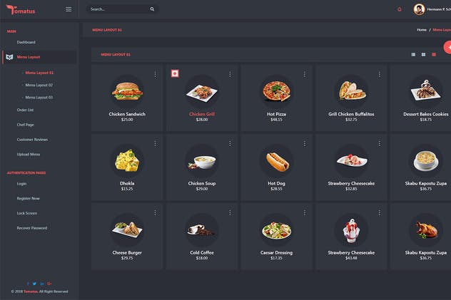 餐厅订餐交易管理后台UI界面模板 Tomatus – Restaurant Admin Dashboard UI Kit插图(7)