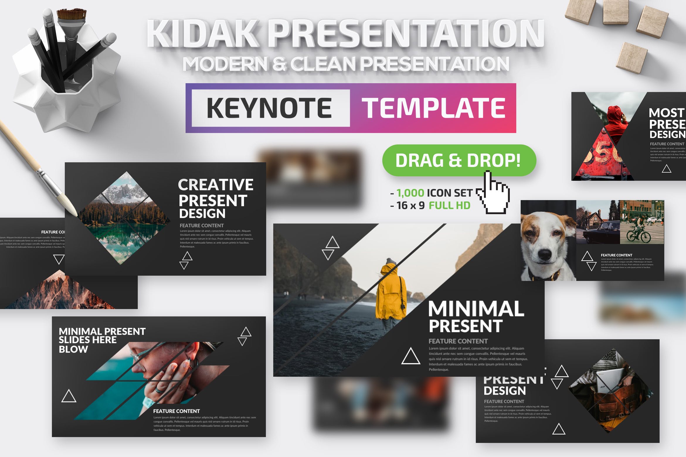 创意旅游摄影主题Keynote幻灯片模板 Kidak Keynote Template插图