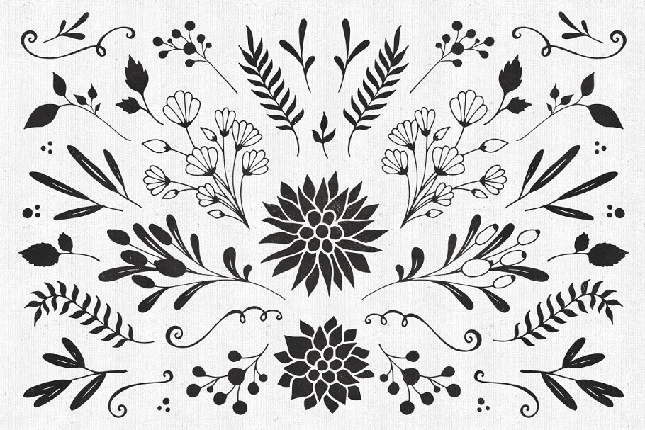85款手绘素描花卉矢量素材 85 Hand Sketched Floral Vectors插图(2)