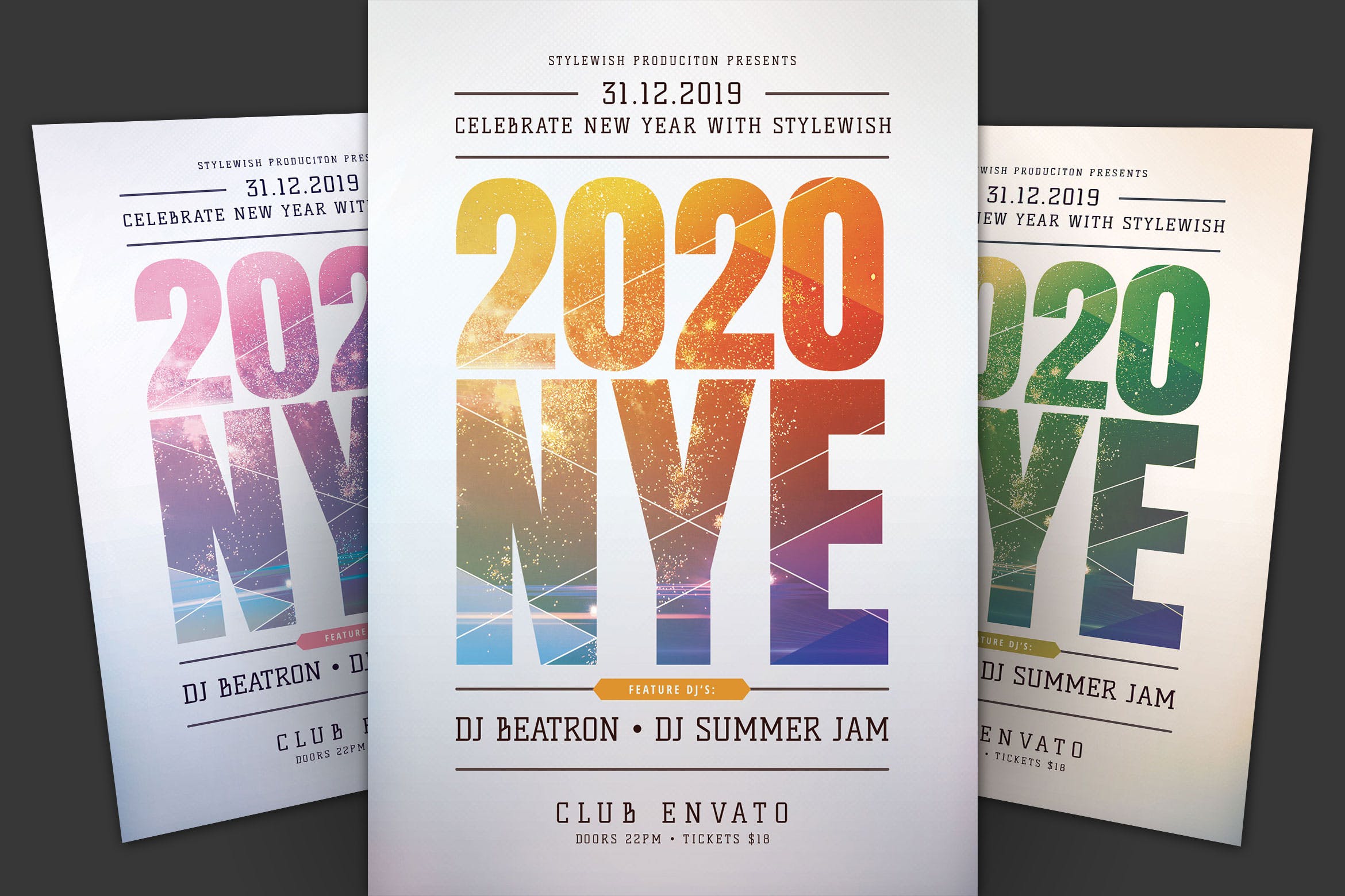 2020年创意背景字体新年主题海报传单设计模板 New Year Flyer插图