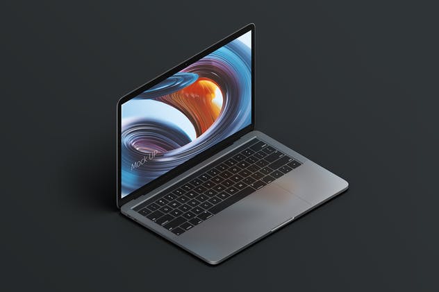 MacBook Pro等距创意样机模板 Macbook PRO Isometric Creative Mockup插图(5)