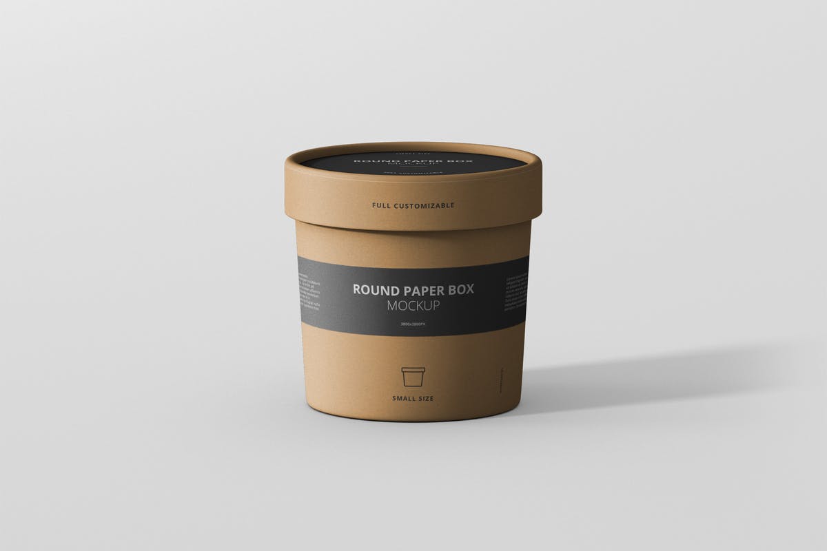 茶叶/咖啡小规格纸筒包装设计样机模板 Paper Box Mockup Round – Small Size插图