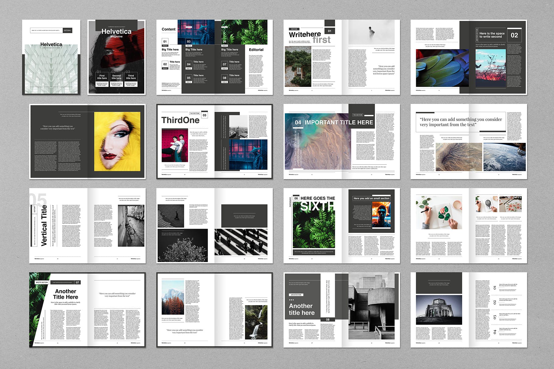 时尚行业产品评测杂志Indesign模板下载 Helvetica Magazine Indesign Template插图(13)