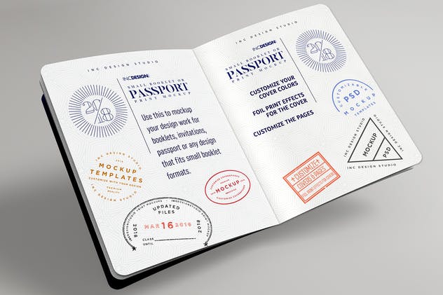高分辨率出国护照证照样机模板 Passport Booklet Photo Realistic MockUp插图(3)