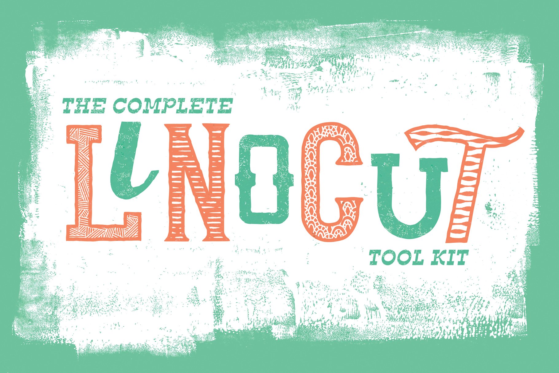 亚麻油毡浮雕设计工具包[笔刷/样式/模板/纹理] The Complete Linocut Tool Kit插图(4)