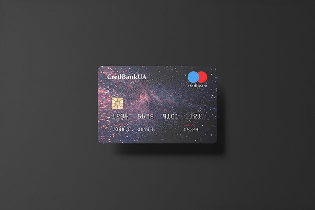 压花信用卡样机模板 85×55 Landscape Credit Card Mockup插图(3)