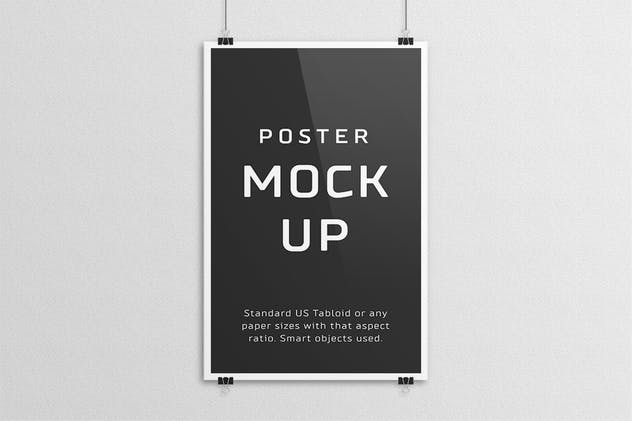 简约海报设计样机模板 Poster Mock Up – Tabloid插图(4)
