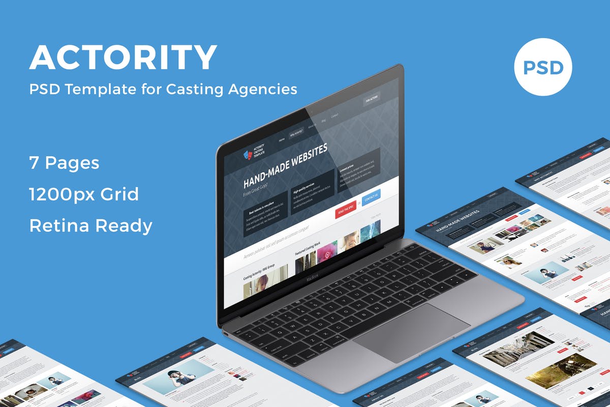 多用途企业官网网站设计PSD模板 Actority – PSD Template for Casting Agencies插图