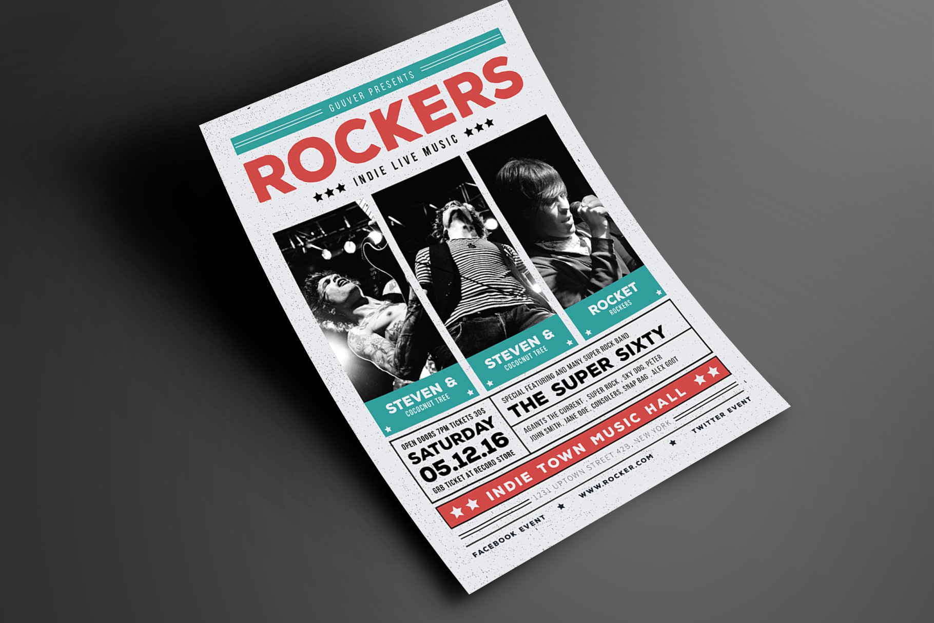 独立摇滚派对音乐会传单模板 Indie Rock Flyer插图(2)