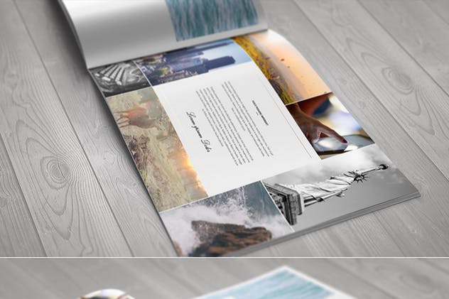 简约A4风景杂志宣传册样机 A4 Landscape Brochure Mock-Up插图(2)