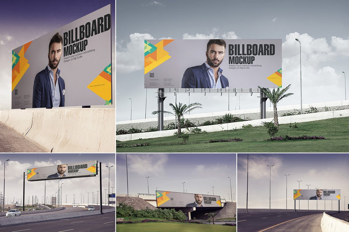城市公路广告牌/招牌展示样机 Billboard Mockups插图