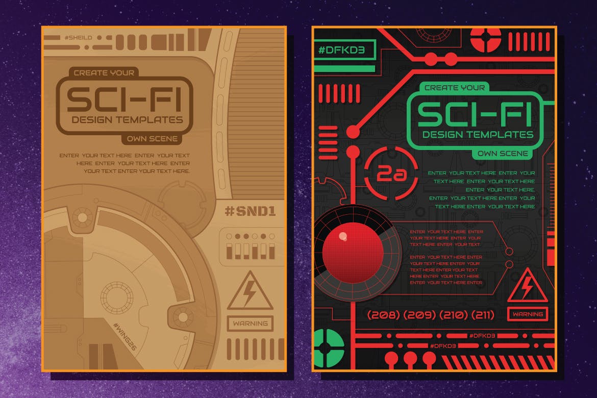 科幻主题图标&平面设计模板素材 Sci-Fi Icons and Templates插图(6)