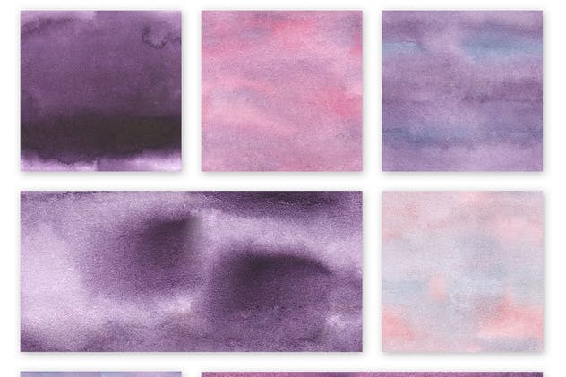 8款紫色水彩无缝纹理素材 Watercolor Seamless Textures – Purple Pack插图(4)