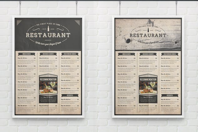 复古优雅餐厅菜单设计PSD模板 Elegant Food Menu 10 Illustrator Template插图(5)