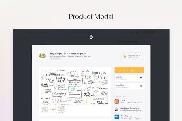 类ProductHunt购物社交网站设计模板 Clone UI Kit – Product hunter like ProductHunt插图(2)