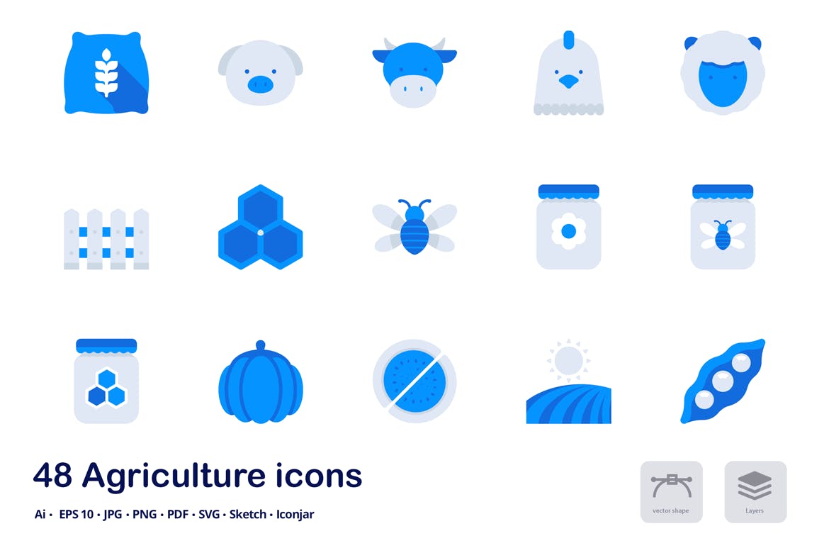 农业主题双色调扁平化矢量图标素材 Agriculture Accent Duo Tone Flat Icons插图(1)