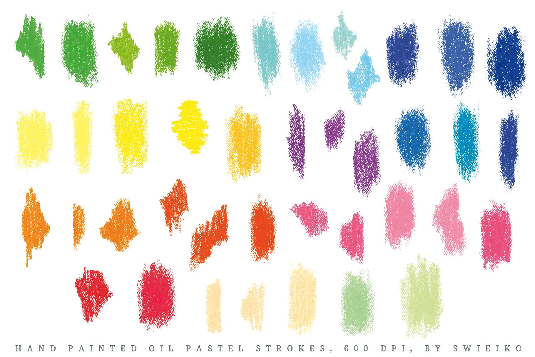 多色油彩蜡笔笔刷剪贴画 Oil Pastel Strokes clipart插图(1)