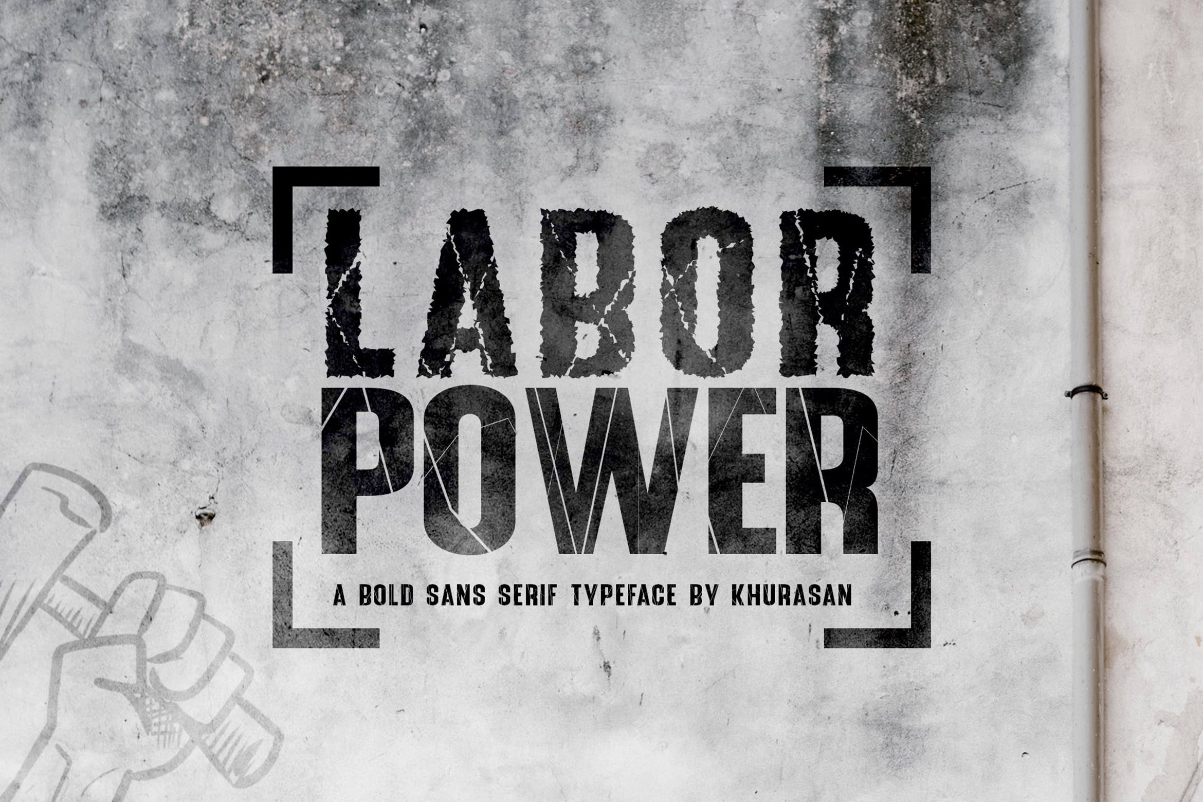 英文粗体无衬线装饰设计字体下载 Labor Power插图