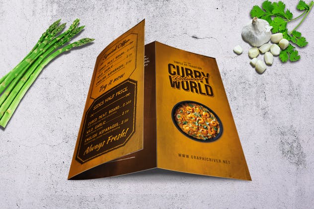 咖喱美食复古餐饮菜单PSD模板下载 Curry World Retro Menu Bundle插图(9)