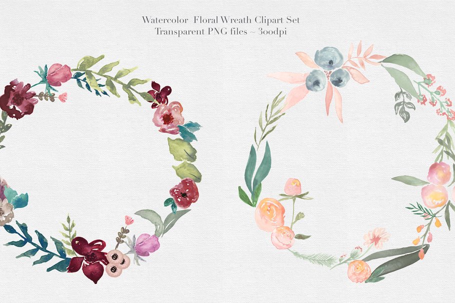 水彩花环插画集 Watercolor Floral Wreaths Vol.1插图(3)