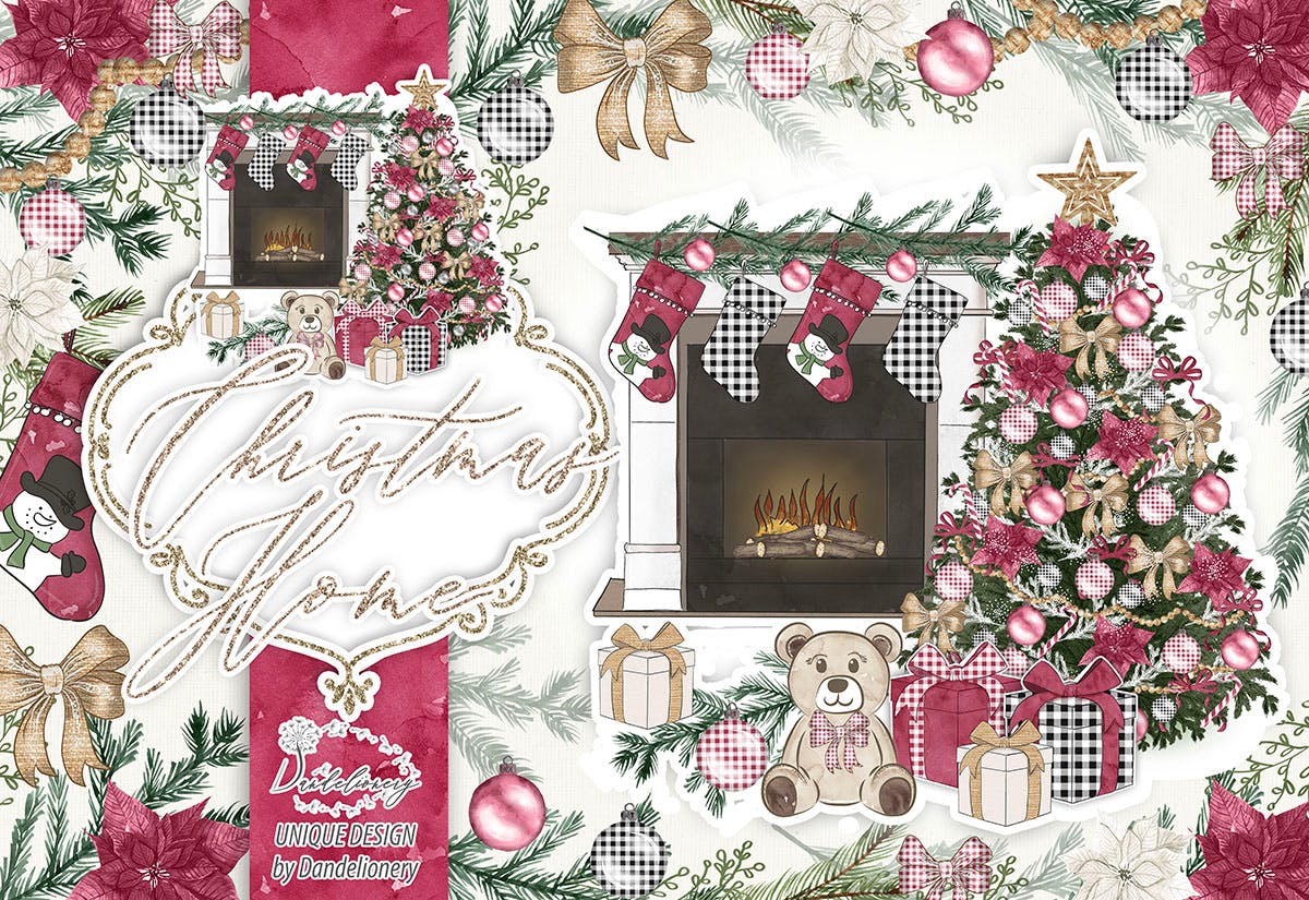 圣诞节客厅装饰剪贴画PNG素材 Christmas Home design插图(4)