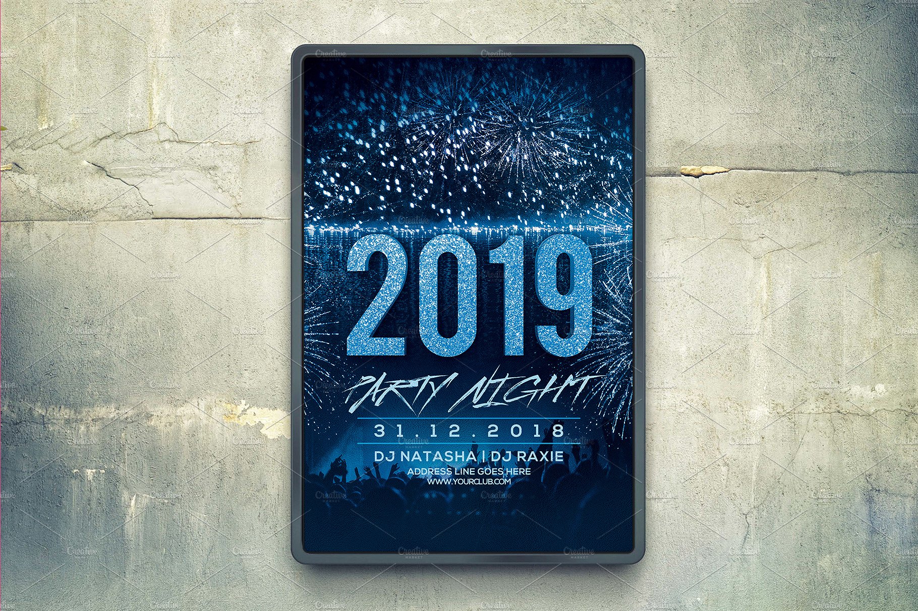 2019年新年前夜派对海报模板 [psd]插图(2)