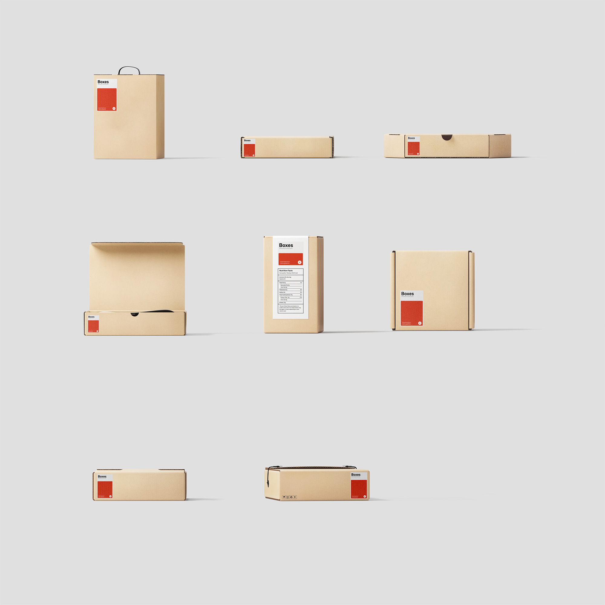 各式各样的牛皮纸硬纸板包装盒子样机81 Box Mockups插图(5)