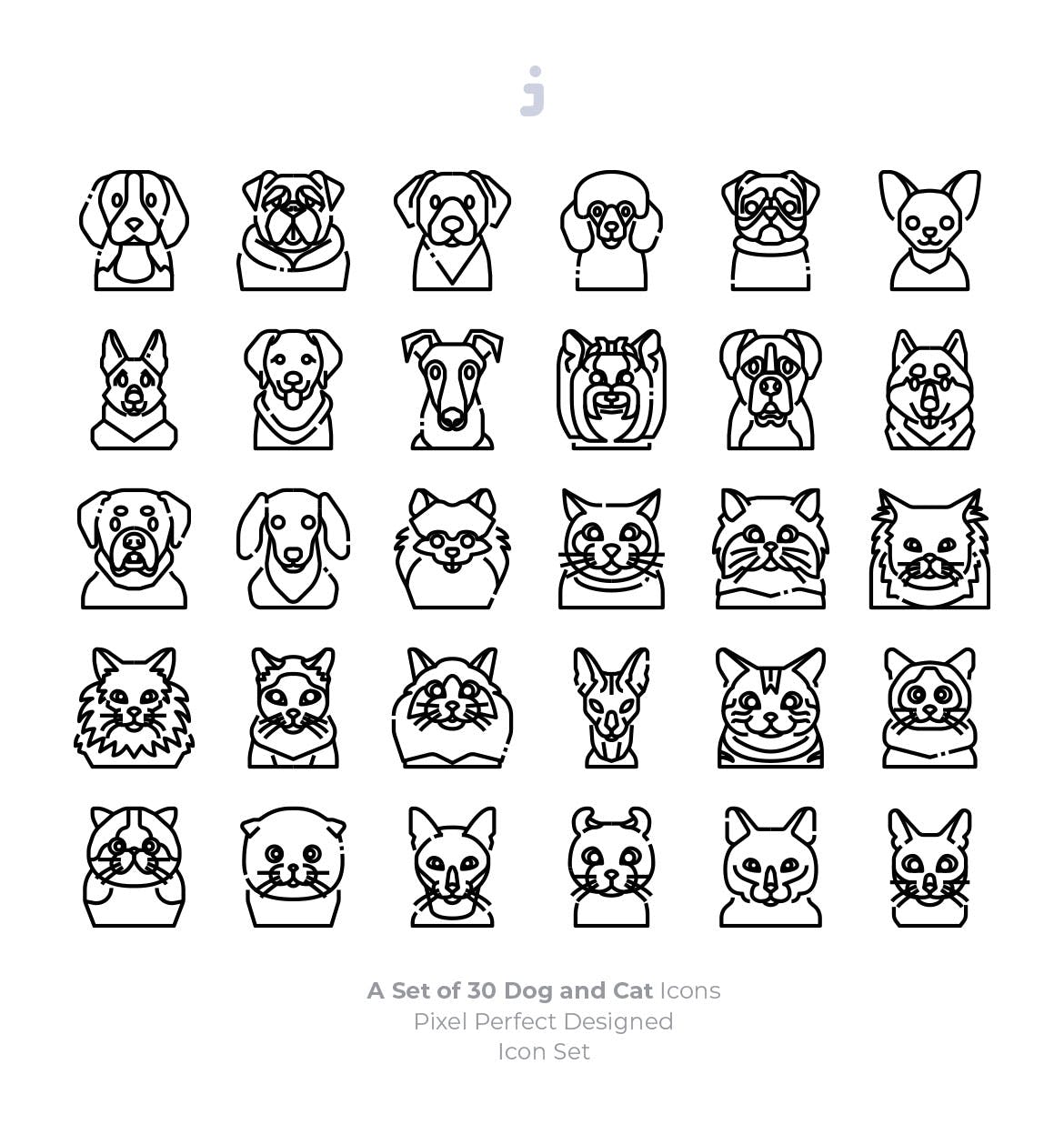 30枚狗&猫彩色矢量图标素材 30 Dog and Cat Icons插图(2)