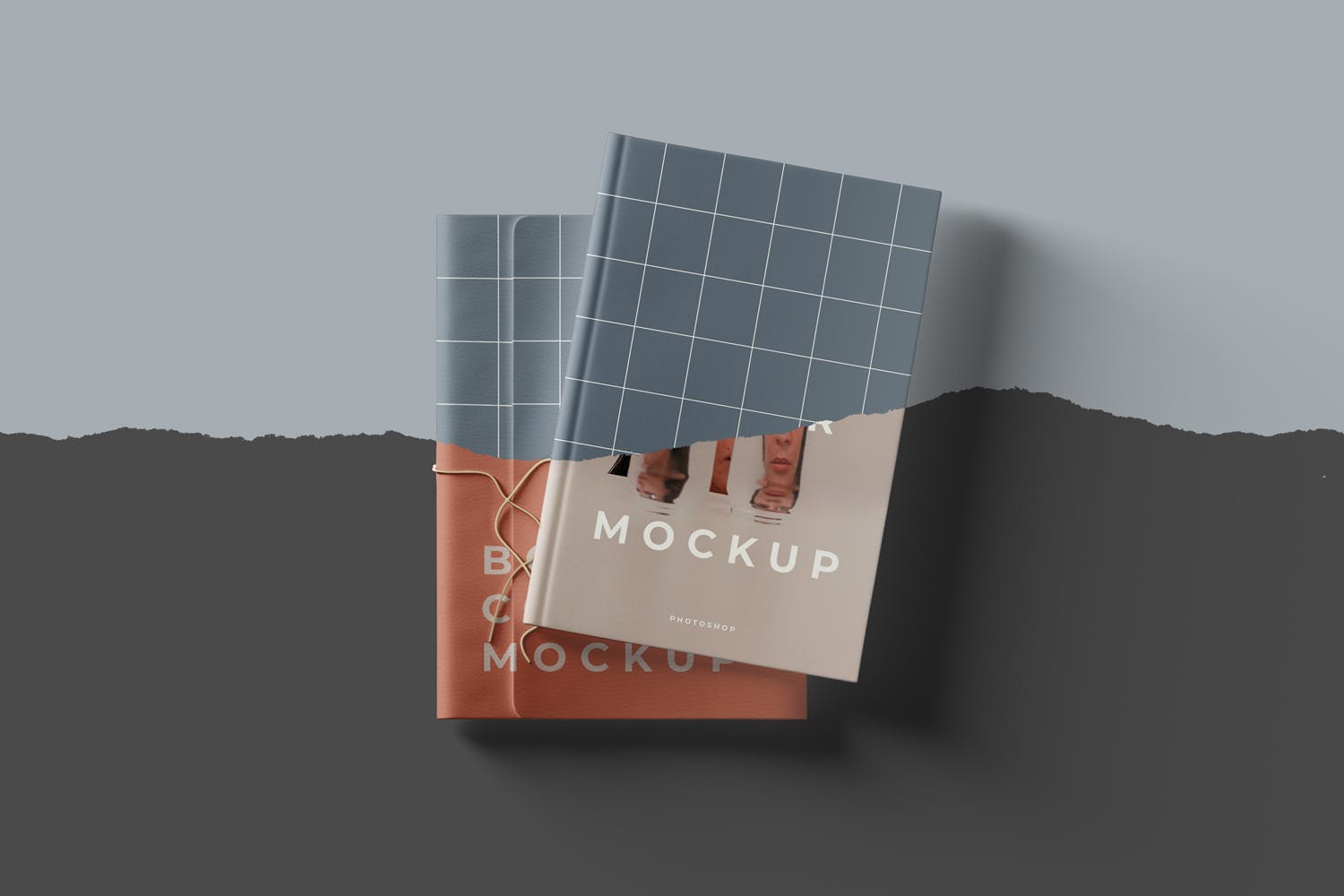 镂空设计风格精装图书封面设计样机模板 Book Cover Mockups插图(4)