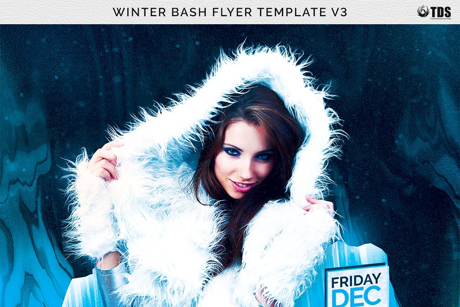 冬季狂欢节派对活动PSD传单模板V.3 Winter Bash Flyer PSD V3插图(6)