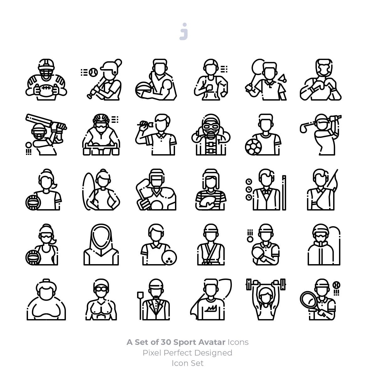 30枚运动员人物矢量图标 30 Sport Avatar Icons插图(2)