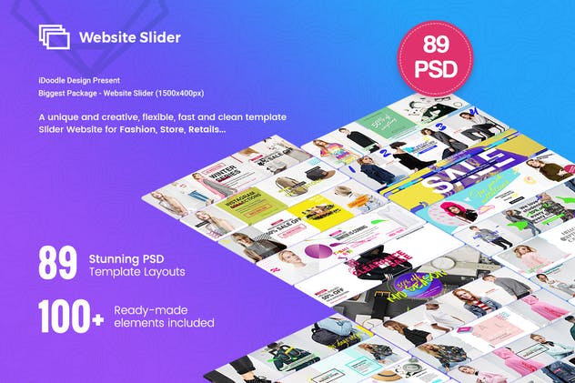 时尚类网站巨无霸轮播图设计模板合集 Fashion Website Slider – 89 PSD插图(1)