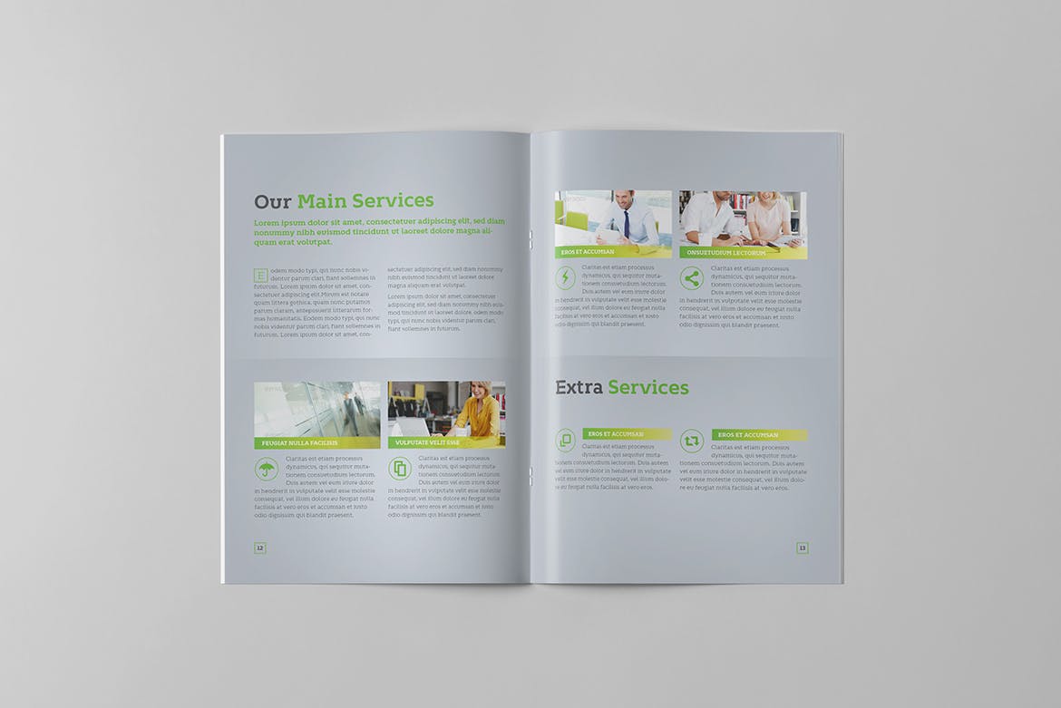 金融咨询服务公司企业画册设计模板 Green Business Brochure插图(6)