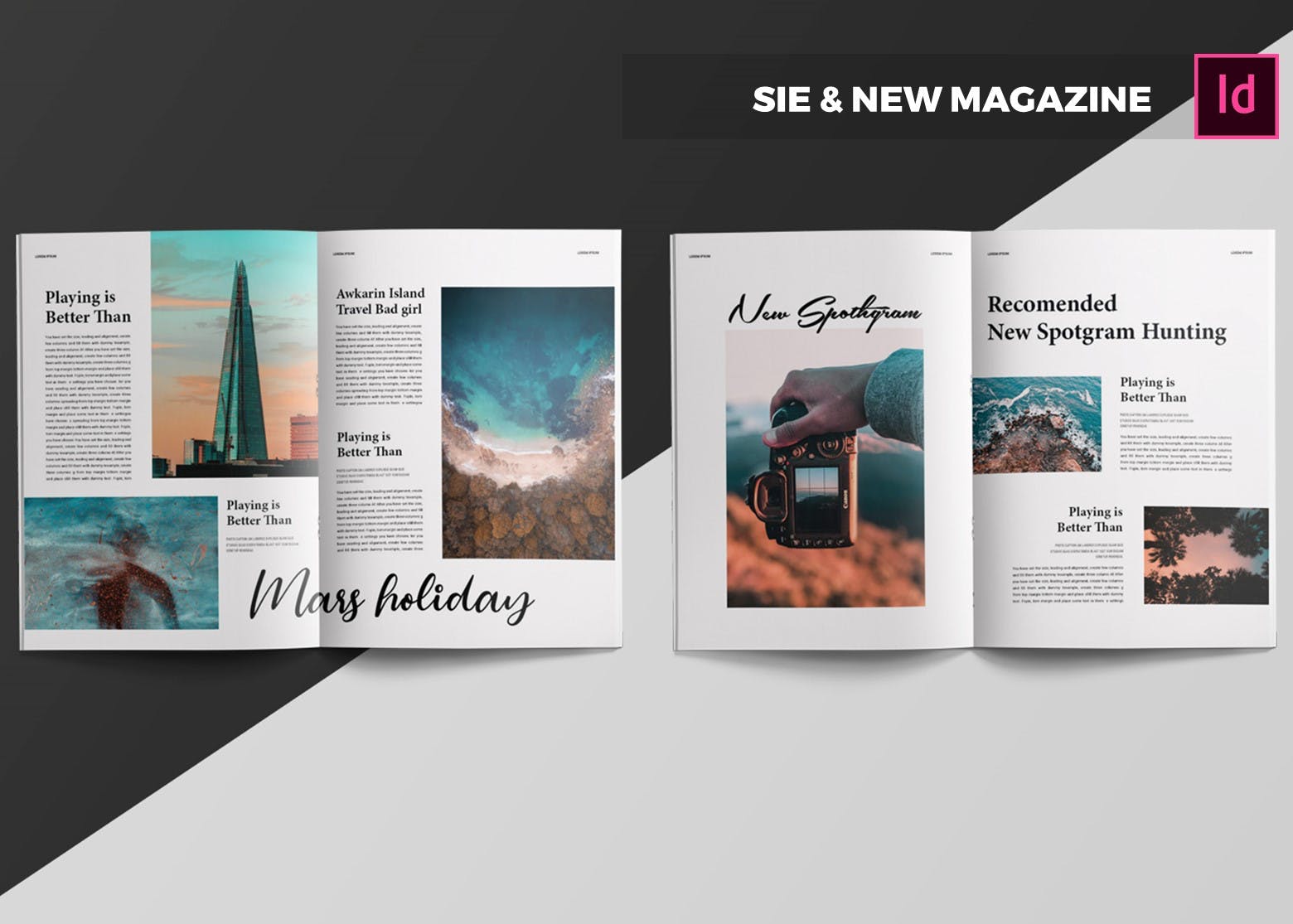 旅行/艺术/摄影/社会杂志设计模板 Sie & New | Magazine Template插图(2)
