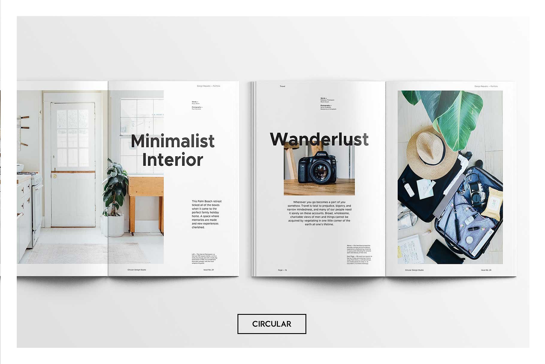 16设计网下午茶：时尚简约风格的画册手册宣传册楼书InDesign设计模板插图(1)