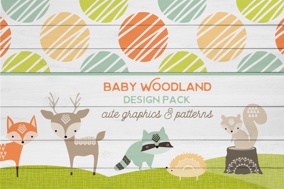 可爱的林地小动物元素 Baby Woodland Design Pack插图
