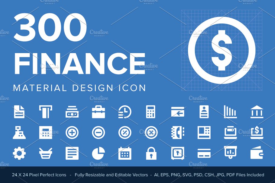300个多用途金融领域小图标设计素材 300 Finance Material Design Icons插图