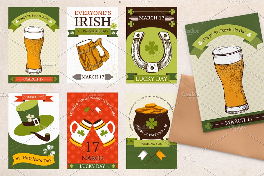 矢量圣帕特里克日图标集 Vector St. Patrick’s Day Icons Set插图(2)