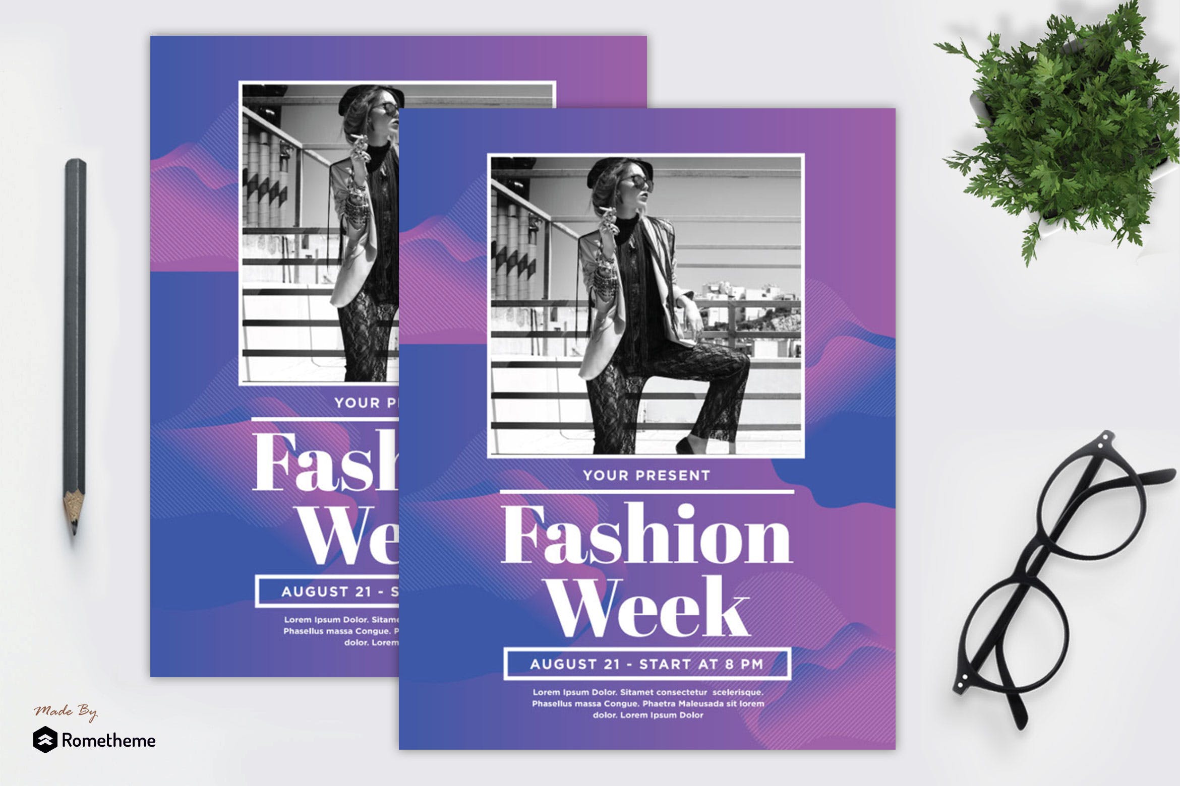 时装周活动海报传单设计模板v1 Fashion Week Flyer vol. 01 MR插图