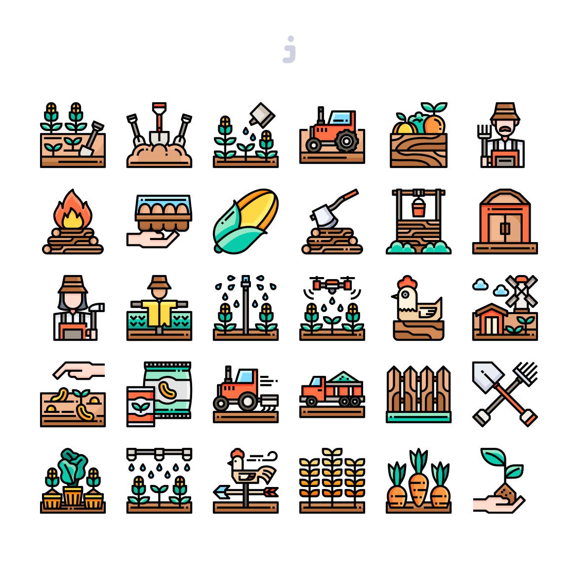 30枚农业农场主题彩色矢量图标素材 30 Agriculture Icons插图(1)