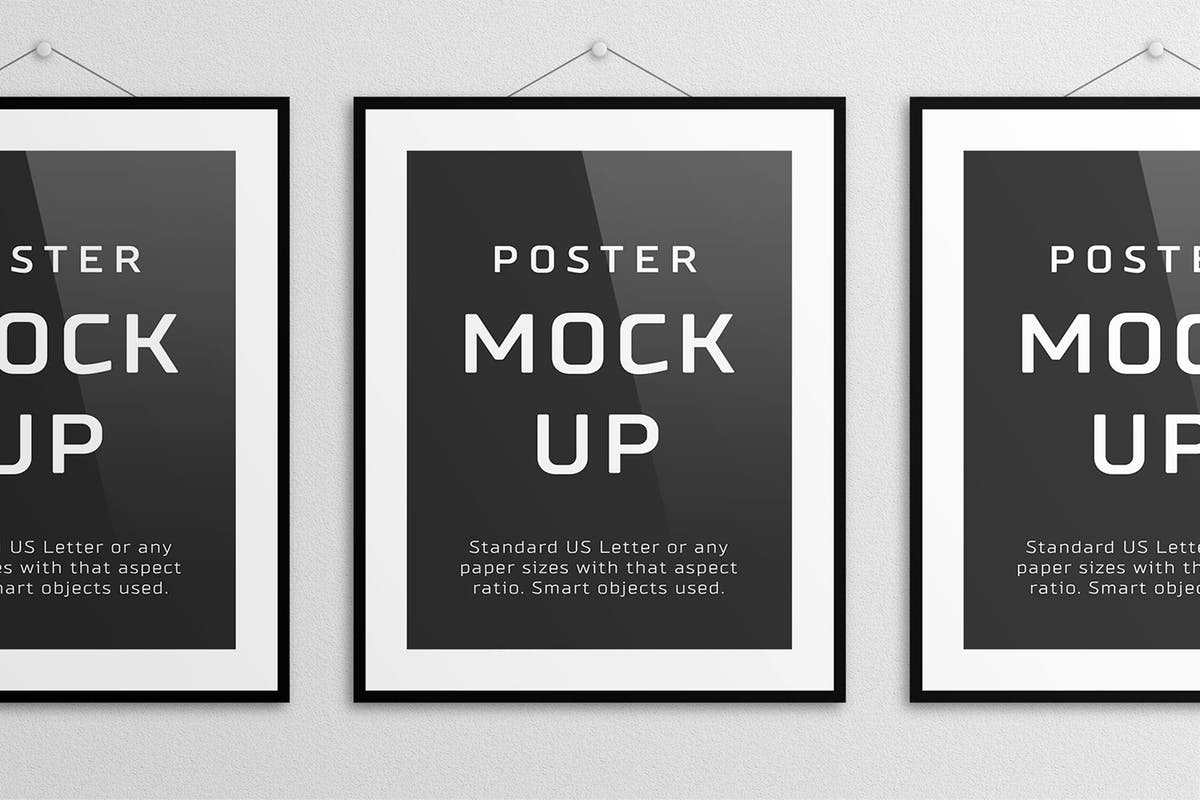 美国信纸规格海报设计样机模板 Poster Mock Up – US Letter插图