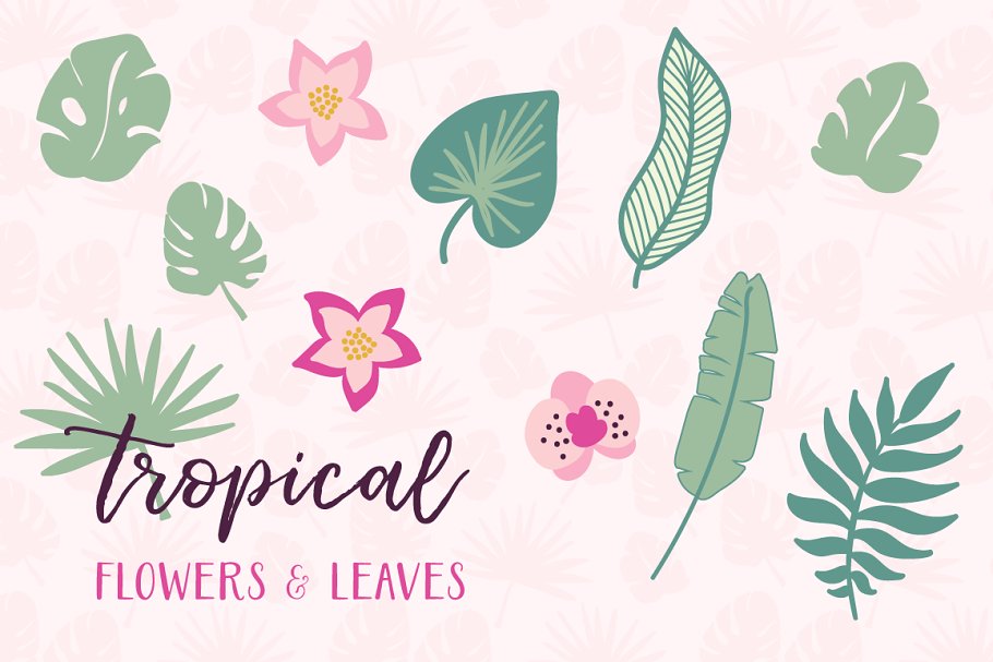 热带丛林手绘树叶无缝图案 Tropical Patterns插图(4)