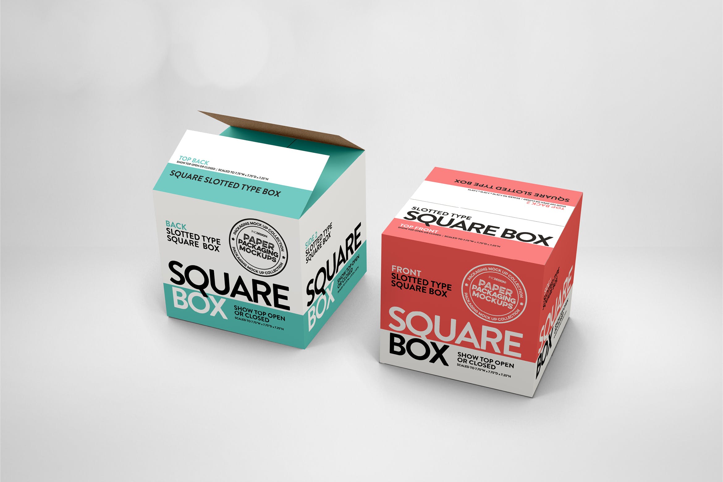 方形开槽纸盒包装设计效果图样机 Square Slotted-Type Paper Box Packaging Mockup插图