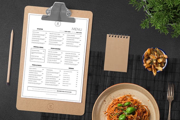 极简主义西式餐馆美食菜单设计模板 Minimalist Food Menu插图(2)